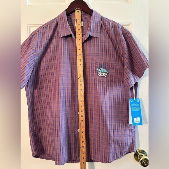 OBEY Men LG Gavin Woven Lavender Multi 100% Organic Cotton Short Sleeve Elephant - Picture 13 of 13